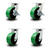 Service Caster 8 Inch Heavy Duty Green Poly on Cast Iron Caster Swivel Locks 2 Brakes, 4PK SCC-KP92S830-PUR-GB-SLB-BSL-2-BSL-2